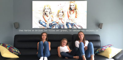 Portraits des 3 filles sur toiles.